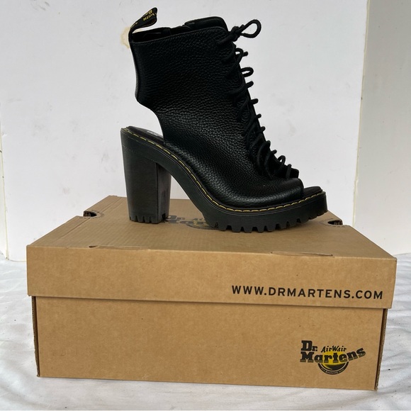NIB DR MARTENS 7 CARMELITA OPEN TOE HEELS - Picture 3 of 8